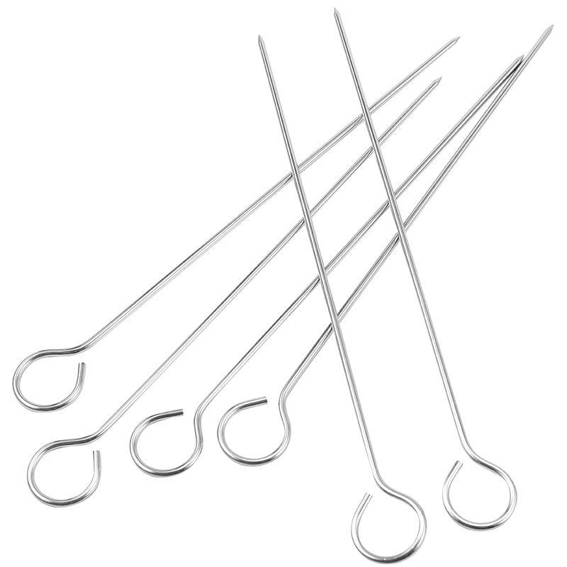 Skewers for Grilling Storage Tube Stainless Steel Barbecue Skewer BBQ Needle Sticks Metal Flat Forks for Kitchen Camping Gadgets