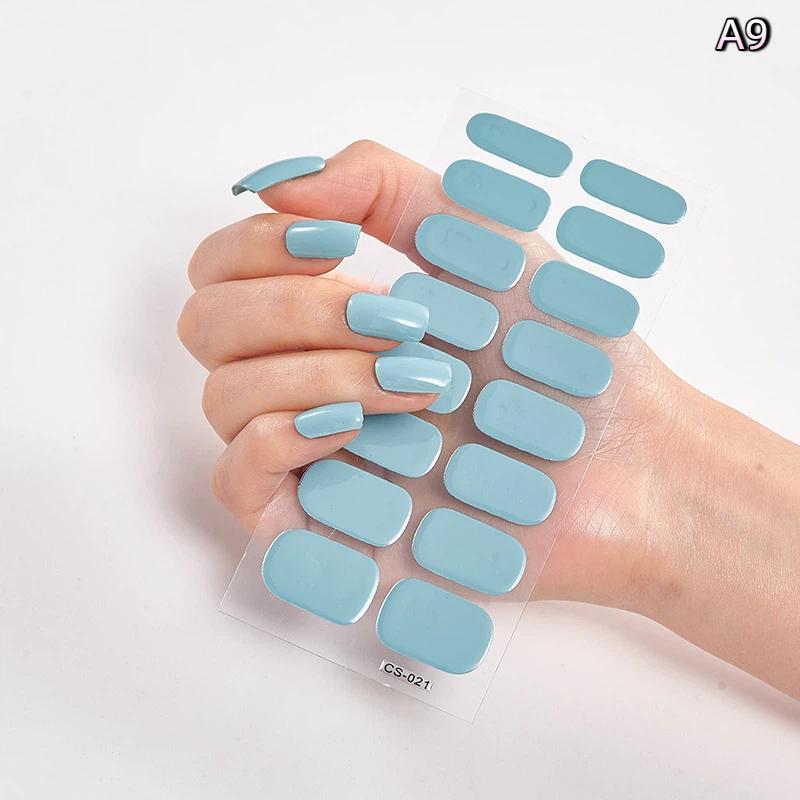 16 Piezas/Hoja Uñas Color Sólido Simple Ultradelgadas Impermeables Pegatinas para Uñas Firmes No Fáciles de Caer Larga Duración Extensión Arte de Uñas