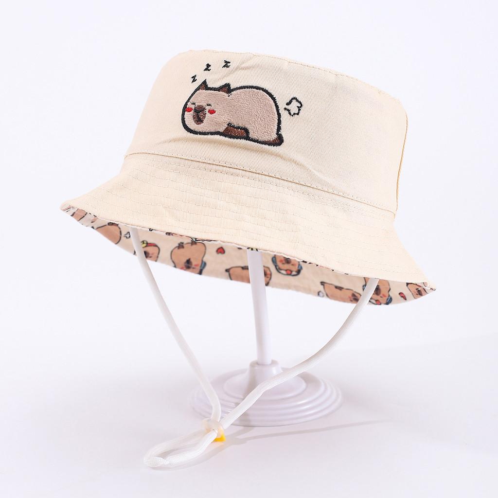 

Dinosaur Baby Sun Hat With Wide Brim Embroidered Cotton Sunshade For Toddler Summer Protection Capybara