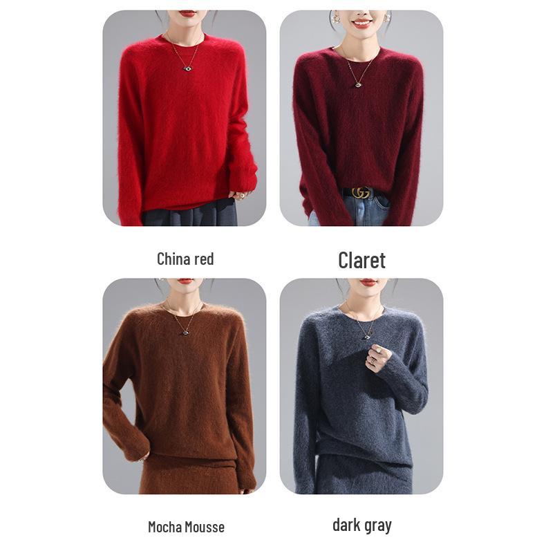 2025 Fashion Women's Round Neck Wool Sweater: Versatile Loose-Fit Knit Base Layer