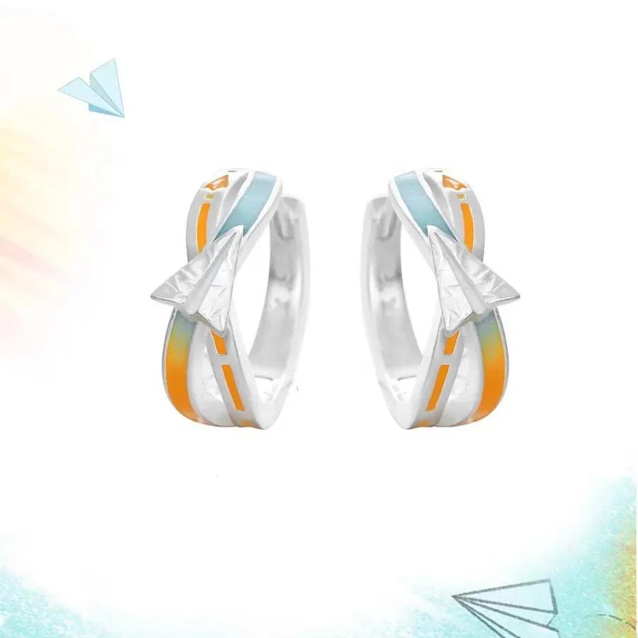 High-End Sweet & Cool Orange Sea Ear Clips - Summer Paper Airplane Stud Earrings