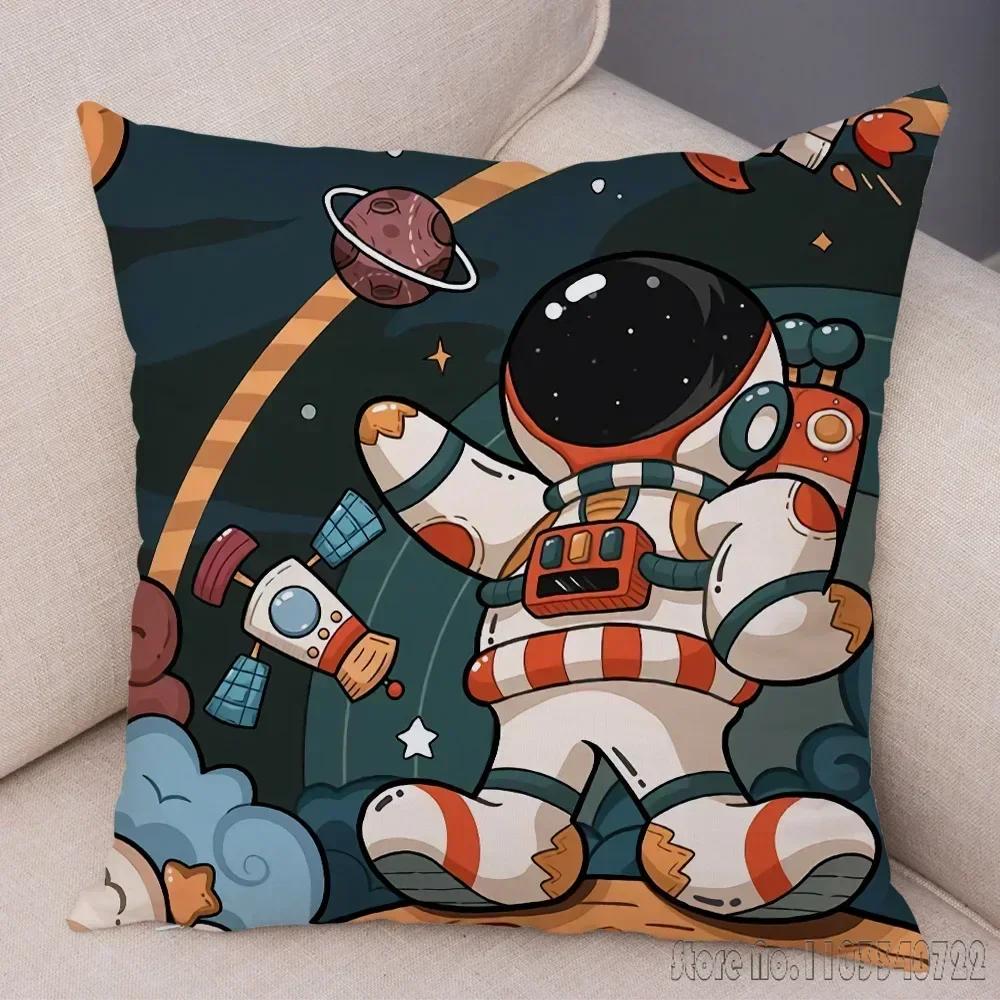 Anime Cartoon Astronauts Cosmic Sky Cushion Cover Plush Pillowcase Pillow Case Shams Party Sofa Home Decor 45x45cm Kids Gift
