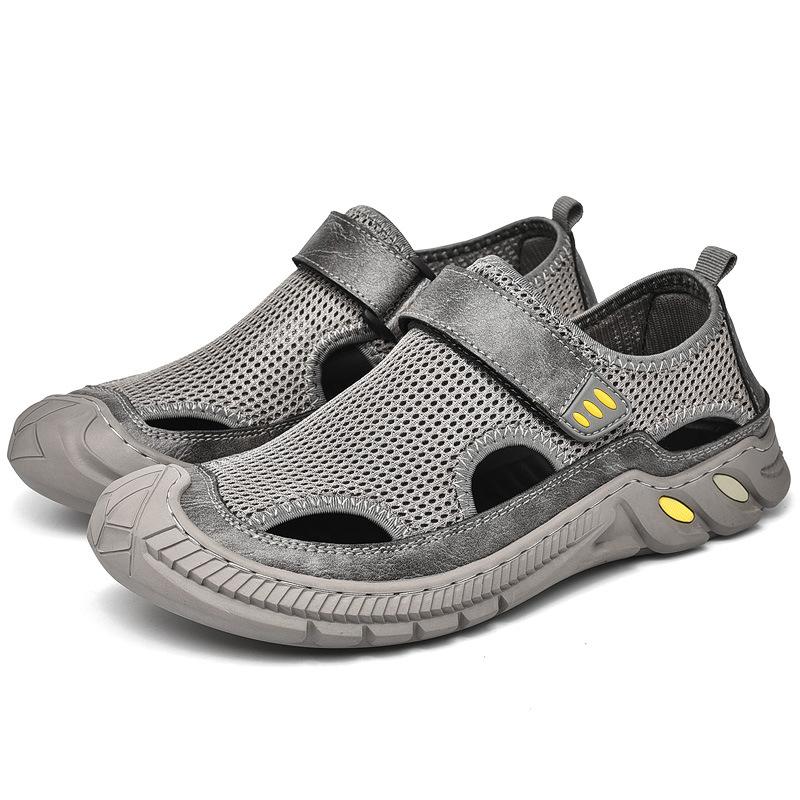 

Мужские новые сандалии мужские 2025 лето дезодорирующие износостойкие дырчатые туфли нескользящие износостойкие уличные туфли модные повседневные туфли 46 серый