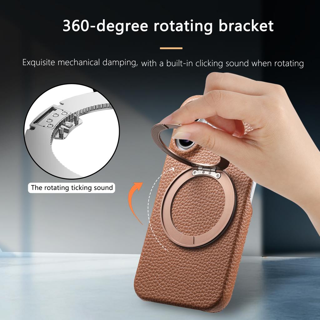 360 Rotating Magnetic Kickstand Lychee Grain Leather Phone Case For Samsung S26 Ultra S25 S24 Plus S23 S22 A17 A07 A57 A37 Cover