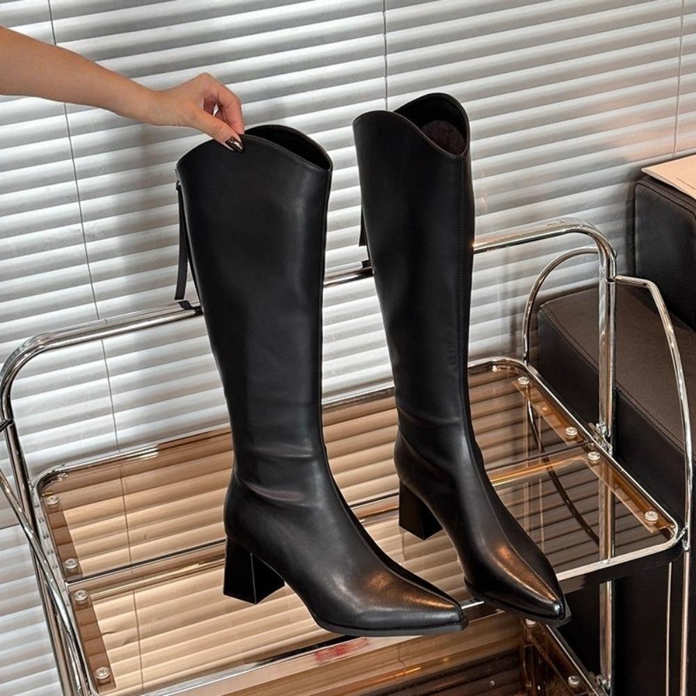 Pointed Toe Women High Boots Fashion Side Zippers Long Booties Ladies Elegant Party High Heel Shoes Winter Women's Footwear