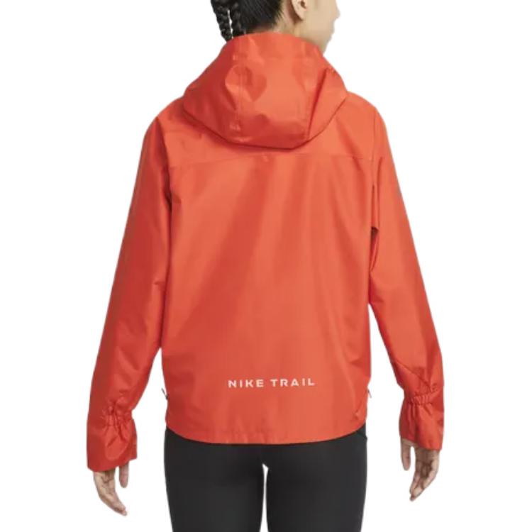 Nike Solid Logo Print Pullover Hoodie Jacket Women Jackets Orange DM7566-861
