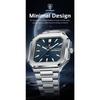 POEDAGAR Luxury Square Fashion Man Wristwatch Waterproof Luminous Date Week Quartz Watches Stainless Steel Watch