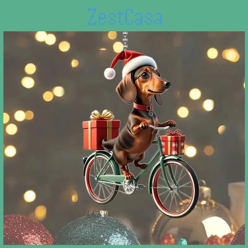 Weihnachts-Hundeauto-Anhänger Acryl-Cartoon-Dekor für Fahrzeuginnenraum