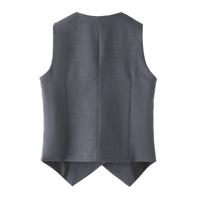 Western Style Foreign Trade Women Clothes New 2024 Fashion Solid Oblique Breasted Sleeveless Vest High Waist Slimming Pants Set