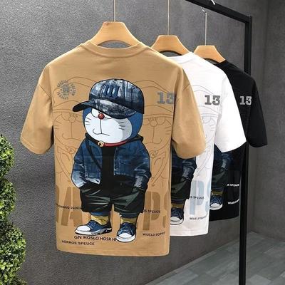 High-End Printed Men'S Short-Sleeved T-Shirt Half-Sleeved Summer Men'S Clothing Handsome Trendy Cartoon T-Shirt Top Summer
