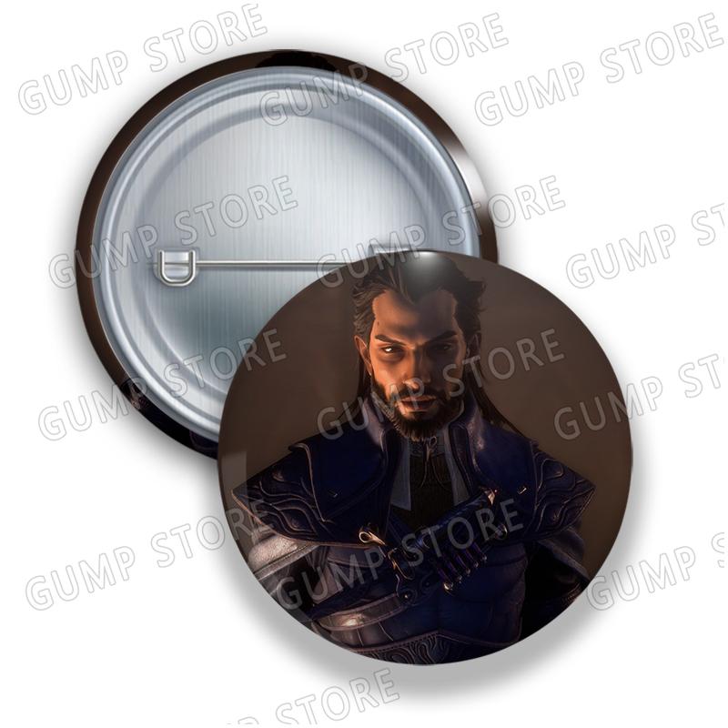 

Game Dragon Age Badges for Jewelry Accessories Bag Decor Emmrich Lucanis Tinplate Lapel Button Brooch Pins Fans Friends Gifts