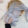 New splicing solid color light triangle scarf lace hollowed out pure silk scarf head scarf fart curtain