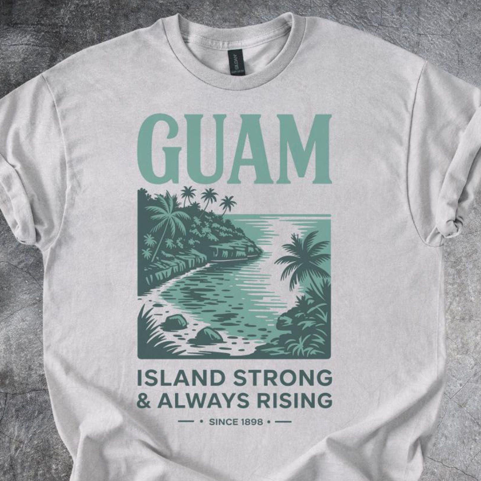 Guam Island Strong Tshirt Tropical Shoreline Shirt Island Graphic Gray 110