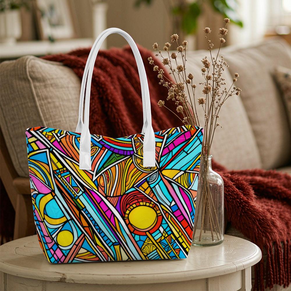 Colorful Geometric Art Casual Tote Bag Fashion Daily Shoulder Carry Handbag