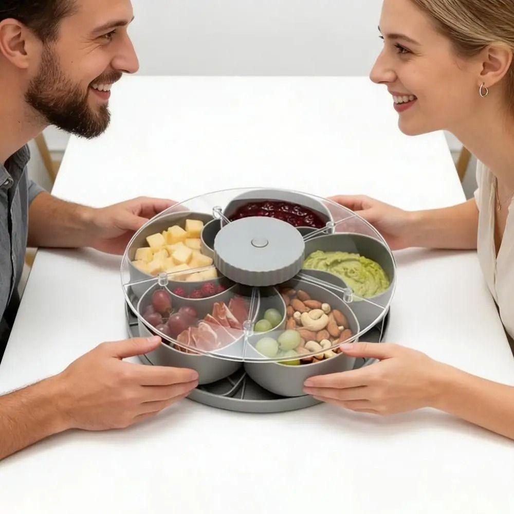 Rotating Design Divided Serving Tray Spinning Compartment Platter  Party Appetizers