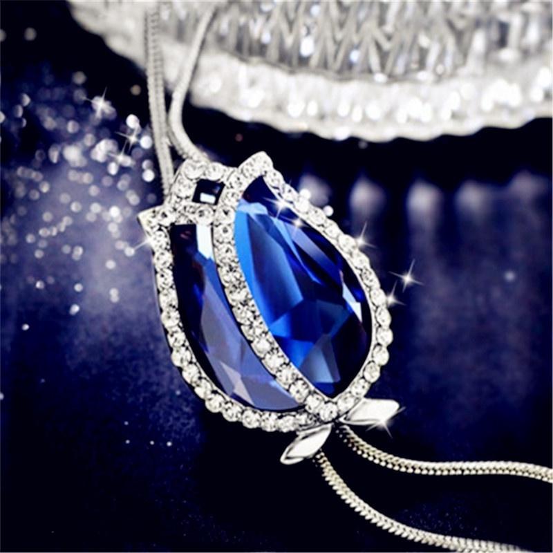 Charm Statement Crystal Pendant Bride Wedding Rhinestone Tassel Long Necklace Party Women Jewelry