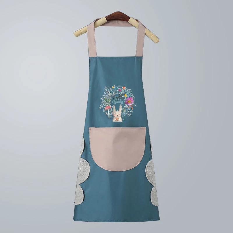

1PC Kitchen Apron Unisex Adjustable Cooking Apron Solid Color Household Apron With Pocket Hand-wipe For Adults Kitchen Supplies синий
