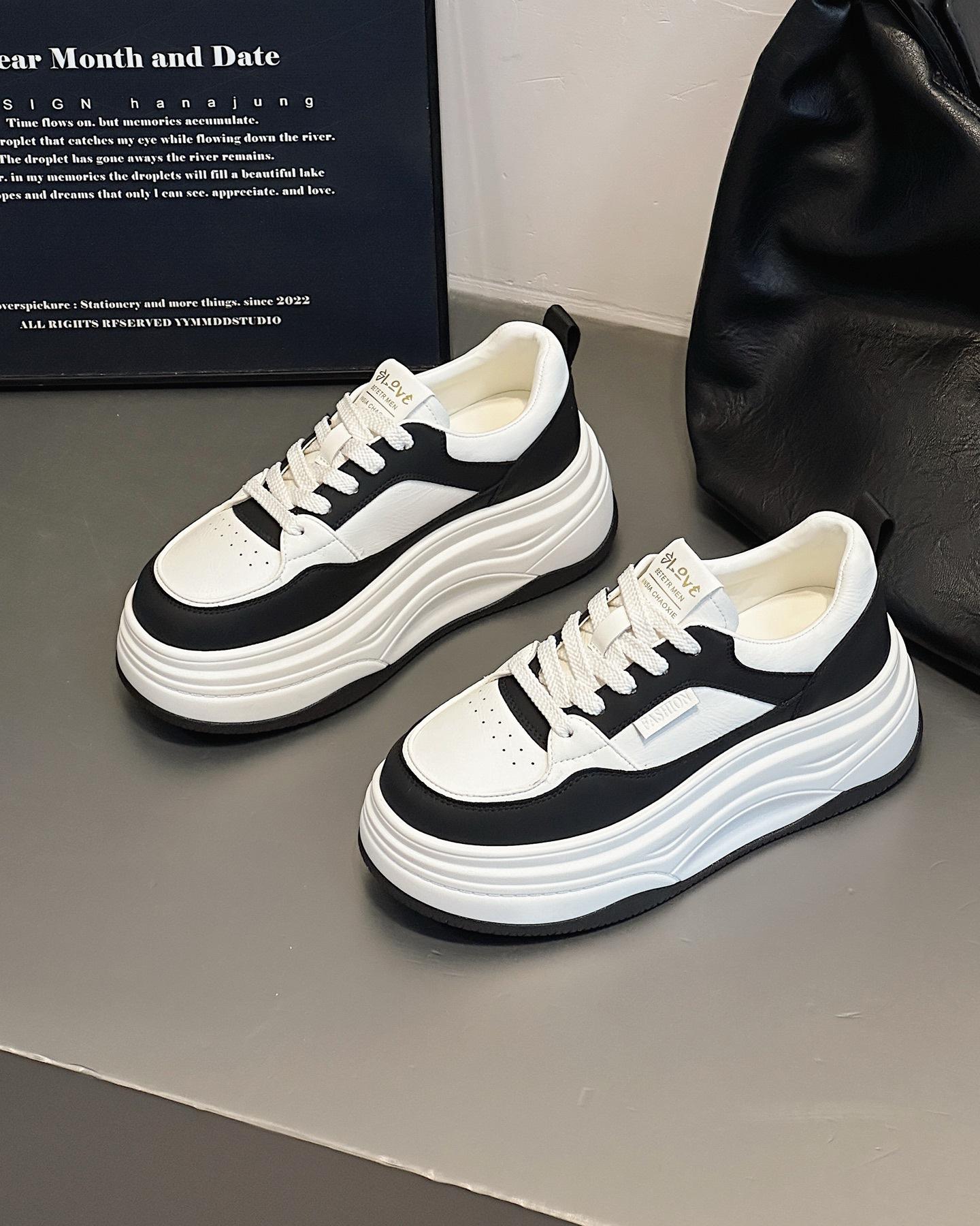 

Новая осенняя кожаная мода 2025 года, повседневная обувь на шнуровке на толстой подошве, женские кроссовки на небольшой платформе, женские белые туфли 39