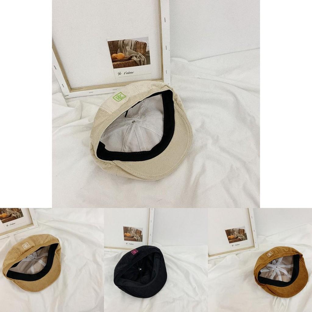 Trendy Embroidered Corduroy Vintage Cap For Women Chic Baker Boy Hat Four Seasons