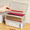 Clear Plastic Pen Marker Storage Box 4Pcs Pencil Organizer with Lid Dustproof for Home Office School Stationery Organization
