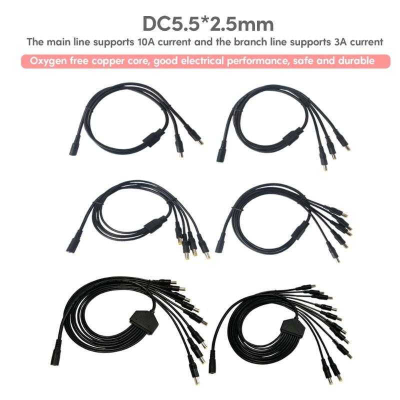 Power Splitter Cable 1 Female To 2/3/4/5/8/10 Male DC5.5mm X 2.1mm Splitter Extension Cable for CCTV Security Camera
