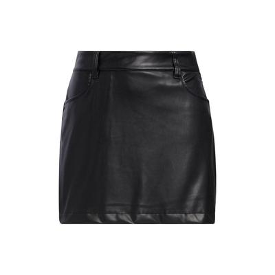 Artificial Leather Half Skirt Solid Color Mid Waist Golf Casual Skirt Women Skirts Black HZ6093