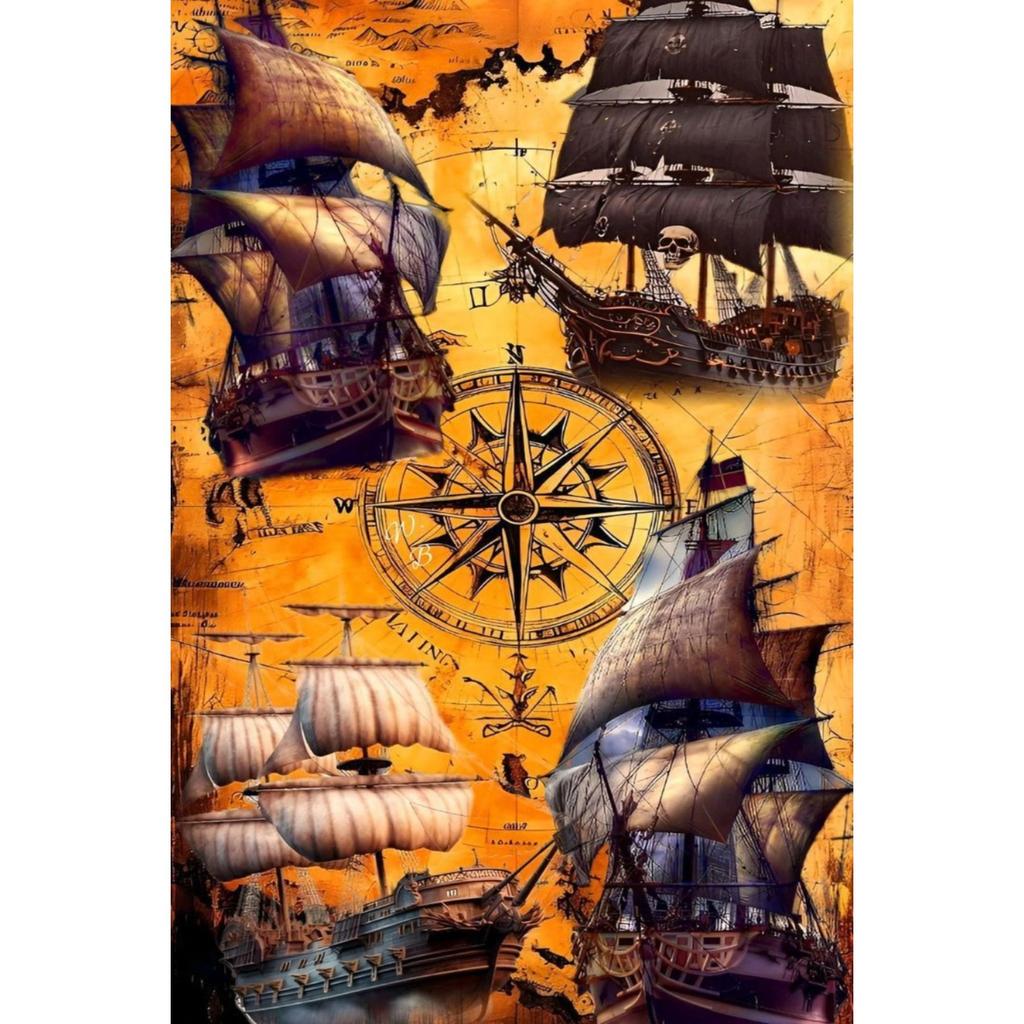 Vintage Nautical Metal Wall Art, Old Sailing Ship Pirate Decor, Home Wall Decor
