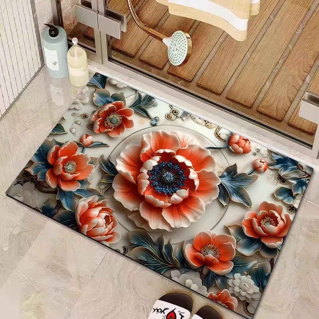 Water Absorbent mat for Bathroom Kitchen Floor Door Entrance Anti Slip for Floor Foot Anti Skid Bathroom Shower mat 58L x 38W Centimeters