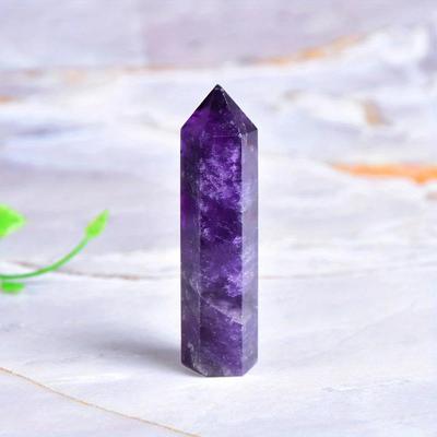 Prismă de Cristal Hexagonală Violet - Coloană Lustruită
