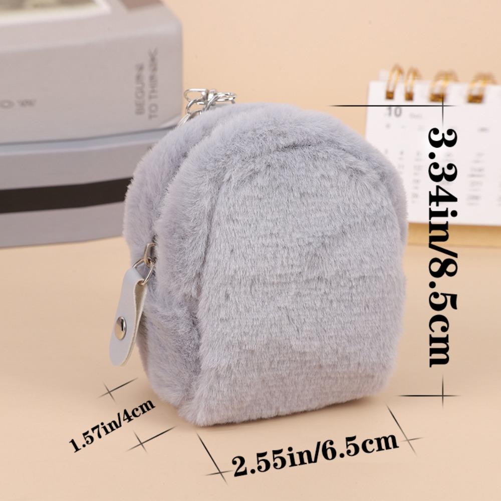 Plush Cute Zipper Wallet Keyring Zipper Mini Plush Coin Bag Mini Plush Schoolbag Coin Purse  Girls