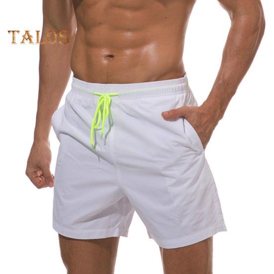 

Мужские пляжные шорты с завязками на талии, регулируемые по фигуре, повседневные шорты с карманами, однотонные универсальные шорты для повседневной носки L белый