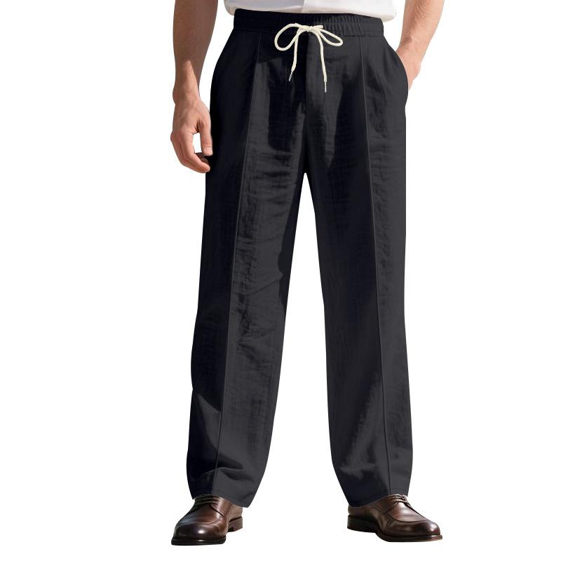 Autumn Loose-Fit Breathable Linen Casual Men's Minimalist Trendy Relaxed Beach Trousers
