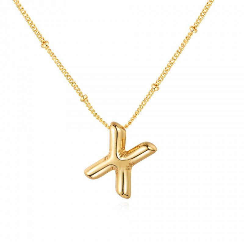 Minimalist Copper-Plated Gold Alphabet Pendant Sweater Chain Jewelry