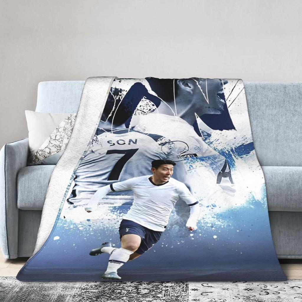 Son Heung-Min Soccer Football Fleece Throw Blankets Number 7 Blanket for Home Bedroom Lightweight Bedroom Quilt