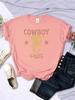 Summer Womans TShirts Vintage Simple Cowboy Printing Tops Breathable Soft ONeck Short Sleeve Casual Cartoons Female Clothes