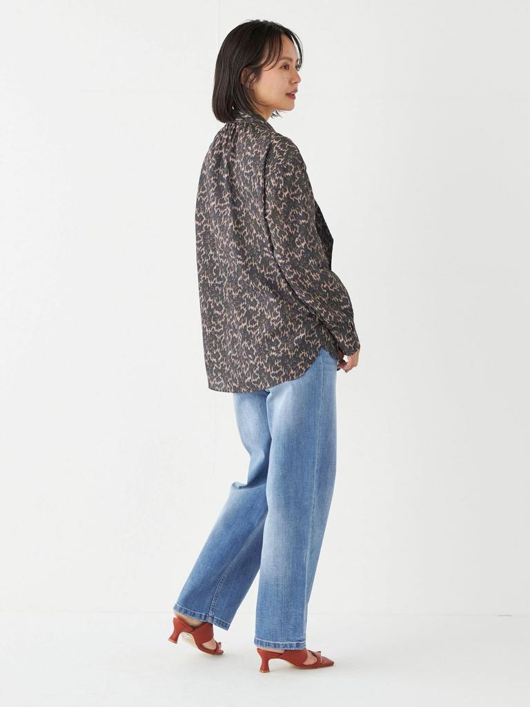 Ships Colors MULHOUSE Women's Leopard Print Bowtie Blouse, Machine Washable, Brown, 221150017, One Size