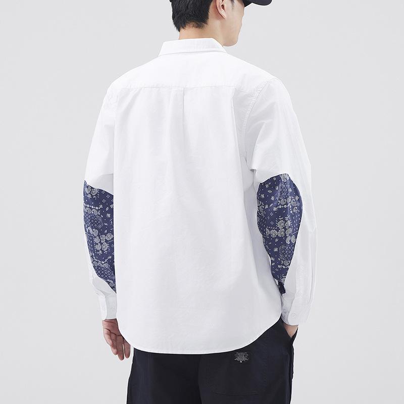 New Spring and Summer Men's Casual Solid Color Long-sleeved Shirt Japanese Retro Versatile