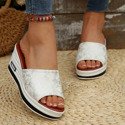 Sommermode Fischmaul Keilabsatz Mode Lässig Übergröße Damen Einwort Coole Slipper Damen