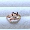 Anello Gatto Geometrico Europeo & Americano, Design Aperto Regolabile, Ornamento Animale Lavorato a Maglia per Dita.
