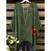 Elegantes Bohemian Chic Übergroßes Einfaches Retro Liebesdruck Druck Damen T-Shirt Asymmetrischer Saum Rundhalsausschnitt Vielseitige Damenbekleidung