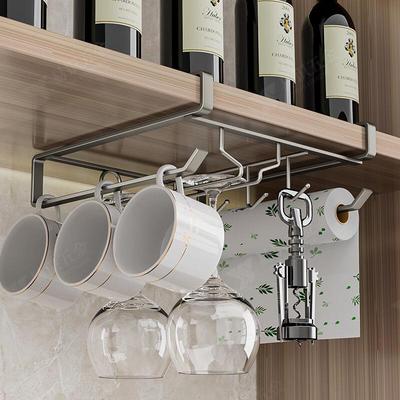 Jibaiju Punch-Free Under-Cabinet Wine Glass Rack
