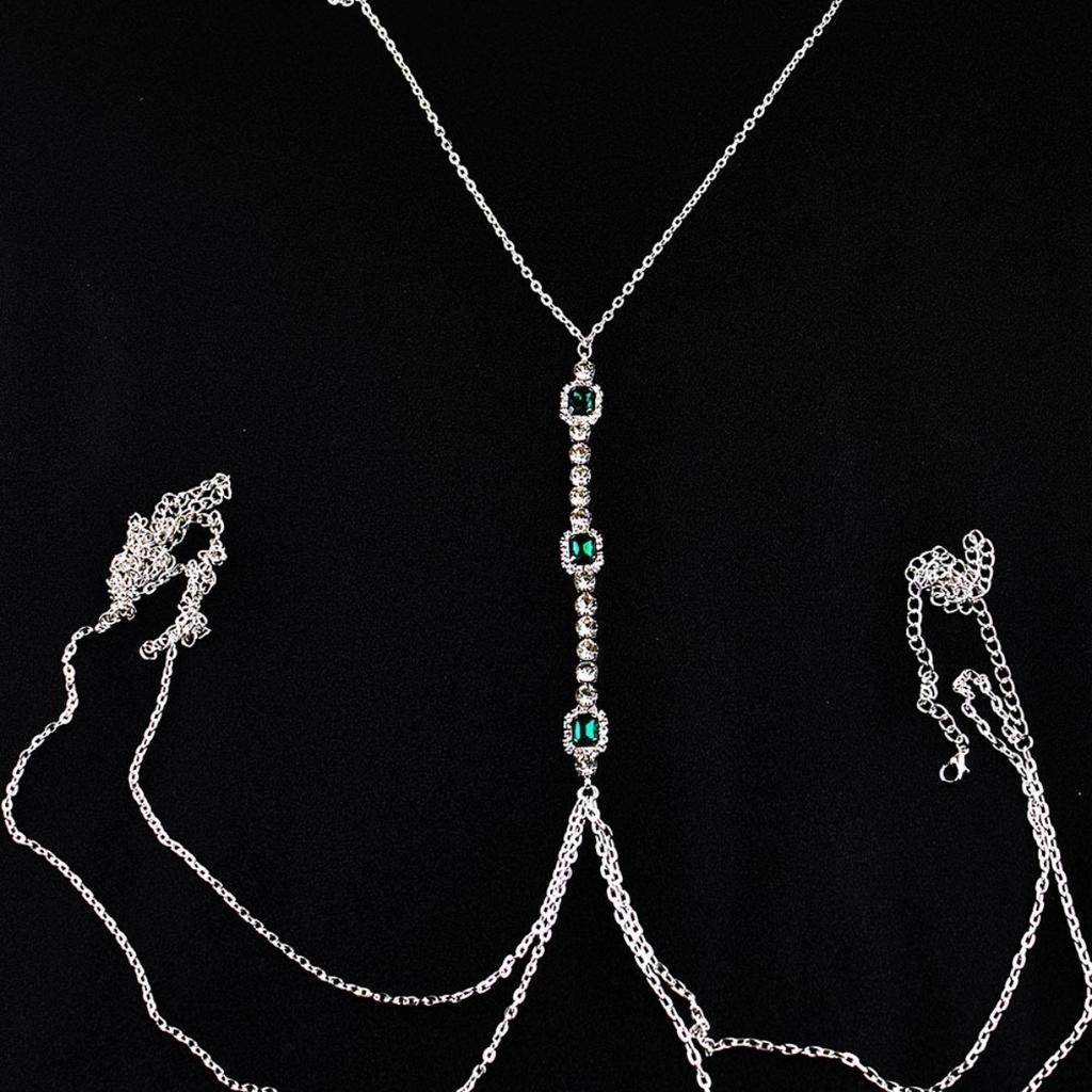 Emerald Bust Chain, Sexy Fashion Bikini Body Jewelry, Minimalist Rhinestone Elegant European & American Style Body Accessory