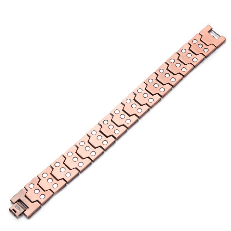 99.99% Pure Copper Vintage Geometric Adjustable Magnetic Chain & Link Men's Party Bracelet Third Party Certified