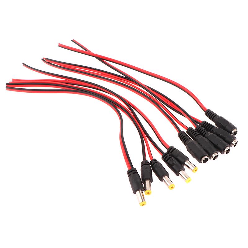5 szt. Kabel Zasilający DC Męski Żeński Wtyczka 12V Kabel Adaptera DC Złącze Wtykowe Do Kamery CCTV Wtyczka DC 5.5*2.1Mm