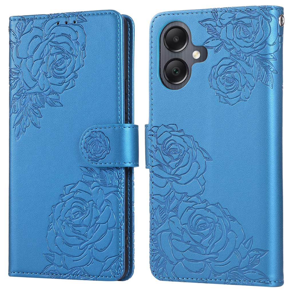 For Samsung Galaxy A05 4G Case Rose Flower PU Leather Wallet Phone Cover with 3 Card Slots