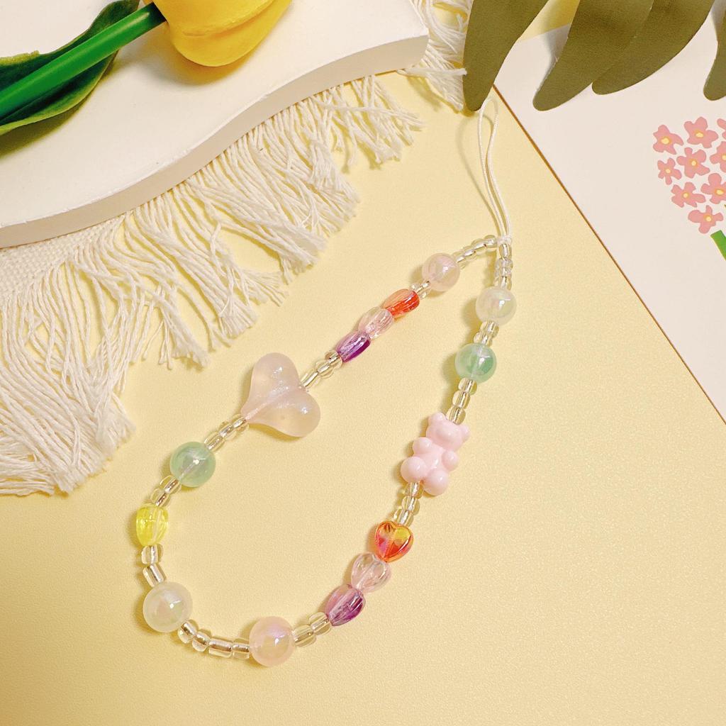 Pink Bear Bow Cell Phone Charm: Anti-Drop Lanyard & Wrist Strap