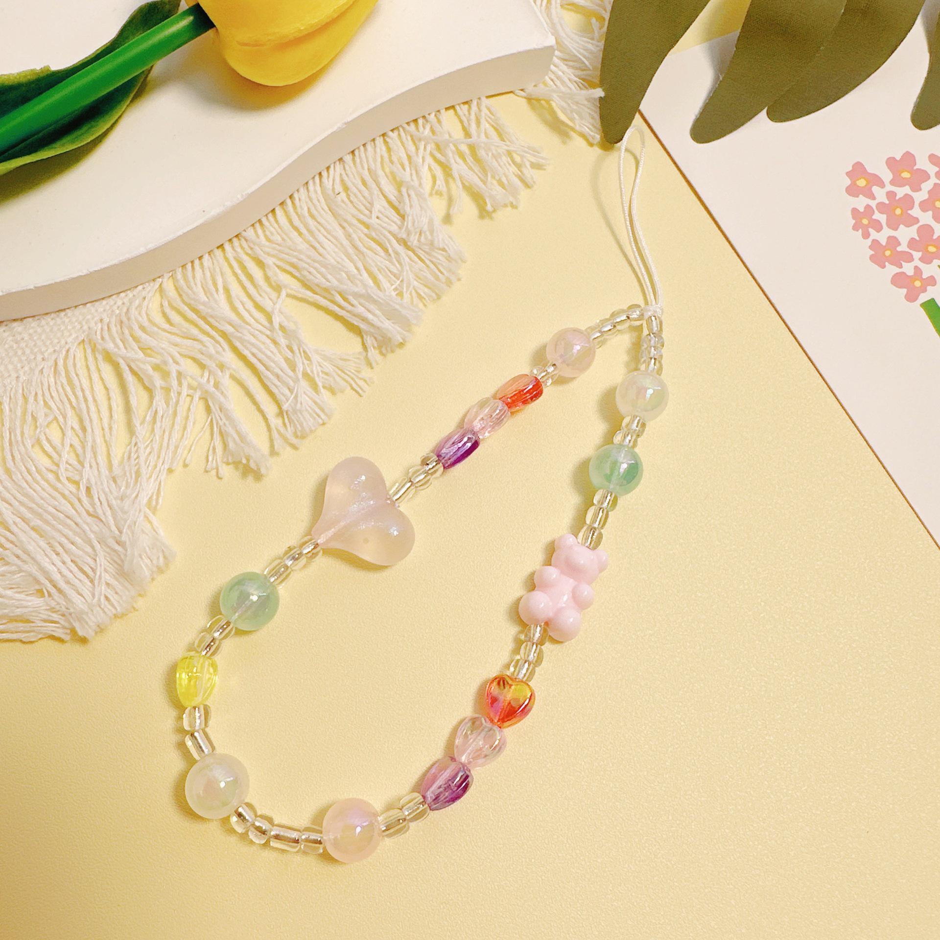 

Pink Bear Bow Cell Phone Charm: Anti-Drop Lanyard & Wrist Strap