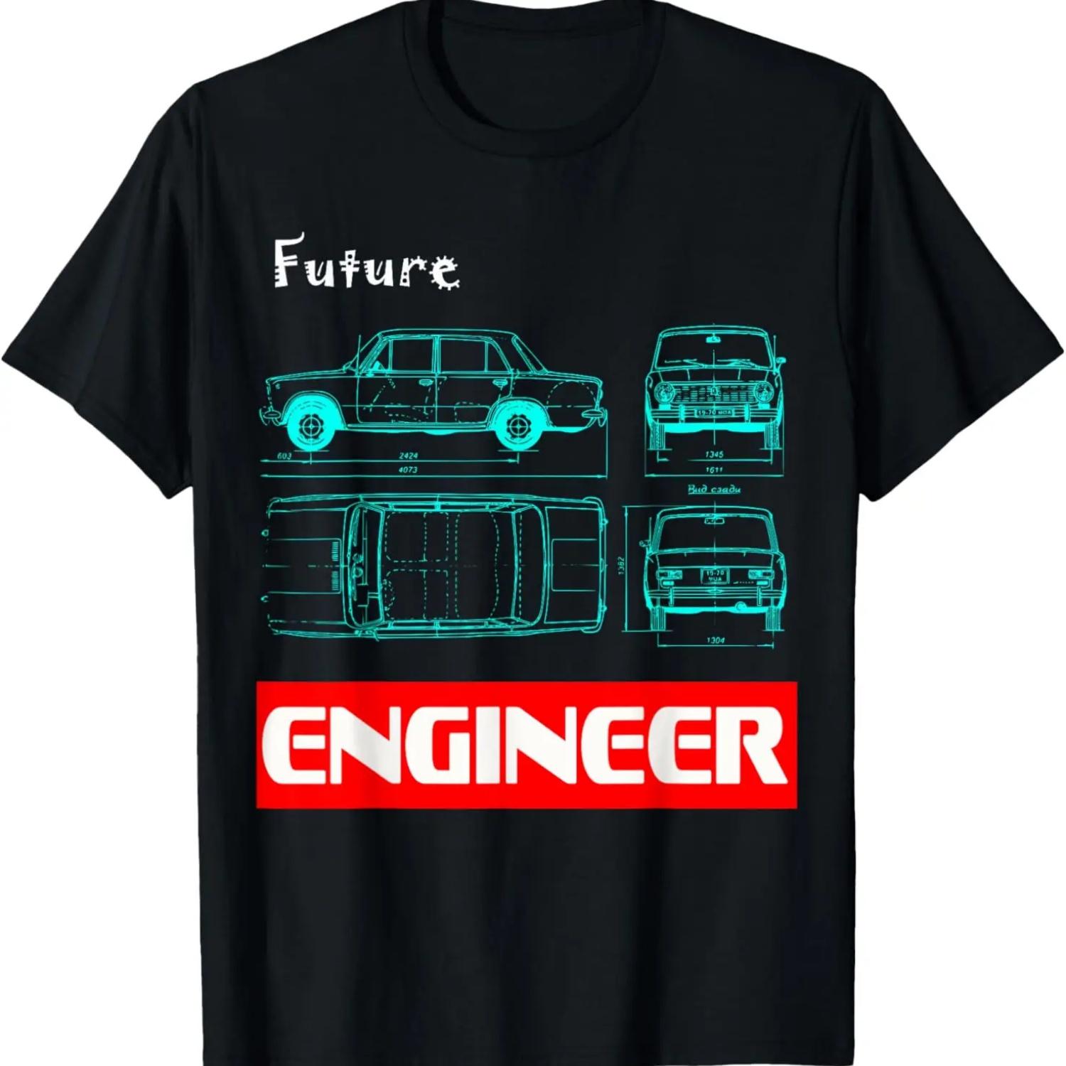Future Car Engineer Classic Car Blueprint Cool Tee Gift T-Shirt S