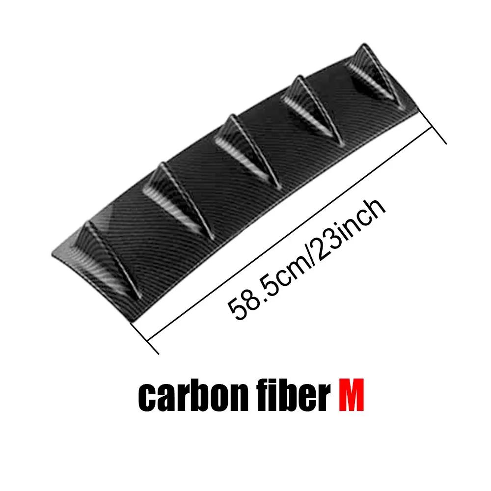 Carbon Fiber Look Car Accessories ABS Gloss Black Rear Bumper Diffuser Lip Spoiler Shark Fin Kit Fit for Universal Cars