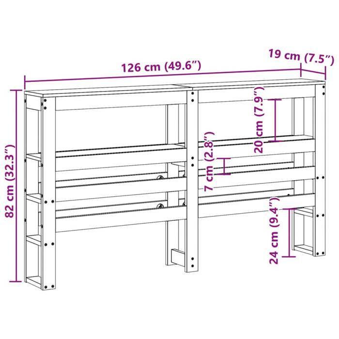 VidaXL Tête de lit avec étagères marron cire 120 cm bois massif de pin, tête de lit en bois, tête de lit avec rangement, 850892